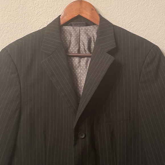 Men's J. Ferrar Black Pinstripe Blazer Suit Jacket - Picture 3 of 14